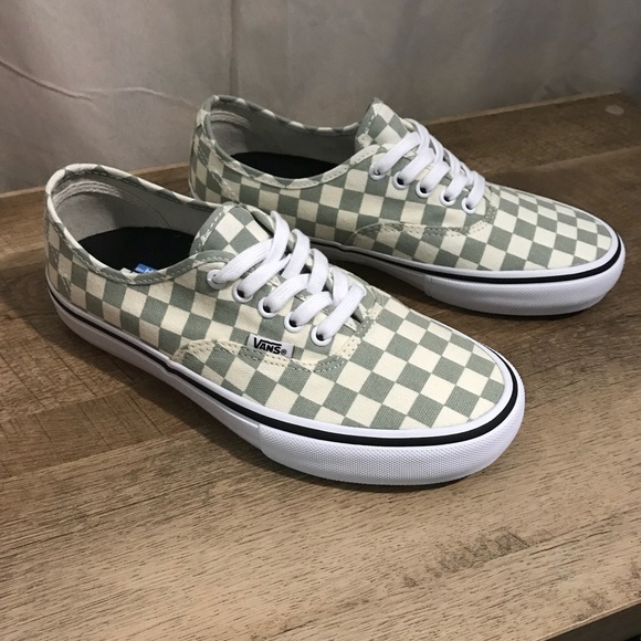 vans authentic checkerboard green